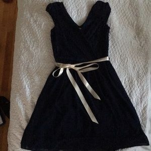 Navy Blue dress With Pink Sash